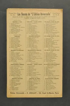 Fernand Maisondieu ; Eugène Rosi ; Eugène Joullot ; Max Trebor ; Edition Universelle; chanson petit format 1917 1966.121.166 Photo Mucem