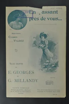 E. Georges ; Georges Millandy ; Carmen Vildez ; Maison Musicale J. Poulalion; chanson petit format 1906 1966.121.89  Photo Mucem