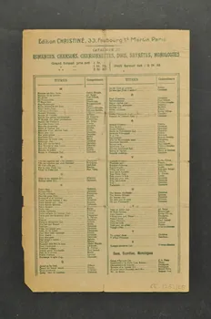 Louis Despax ; Henri Christiné ; Nine Pinson ; Suzanne Desgraves chanson petit format Île-de-France, France 1909 1966.125.125  Photo Mucem