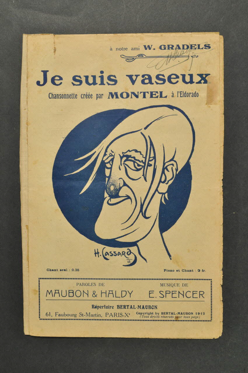 Louis Maubon ; Emile Spencer ; Paul Haldy ; Charles Montel ; Marcel Bertal chanson petit format Île-de-France, France 1912 1966.139.25 Photo Mucem