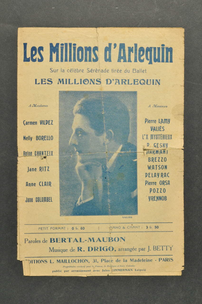 Marcel Bertal ; Louis Maubon ; Richard Drigo ; Valiès ; L. Maillochon chanson petit format Île-de-France, France 1921 1966.156.43 Photo Mucem