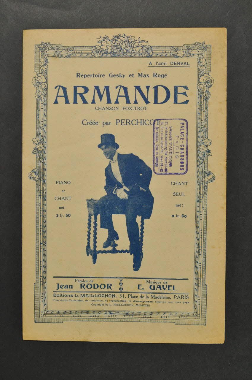Eugène Gavel ; Jean Rodor ; Perchicot ; L. Maillochon chanson petit format Île-de-France, France 1923 1966.158.121 Photo Mucem