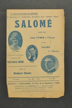 Louis Lemarchand ; Jacques Battaille-Henri ; Robert Stolz ; Valiès ; Lina Tyber ; Watson ; L. Maillochon chanson petit format Île-de-France, France 1920 1966.158.143  Photo Mucem
