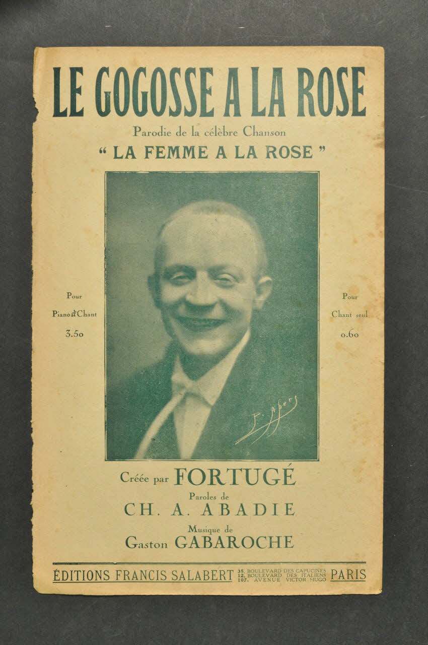 Gaston Gabaroche ; Charles-Albert Abadie ; Fortugé ; Francis F. Salabert chanson petit format Île-de-France, France 1921 1966.158.190 Photo Mucem