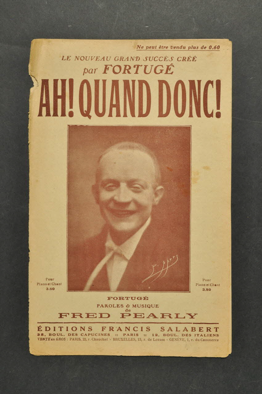Fred Pearly ; Fortugé ; Francis F. Salabert chanson petit format Île-de-France, France 1922 1966.158.226 Photo Mucem