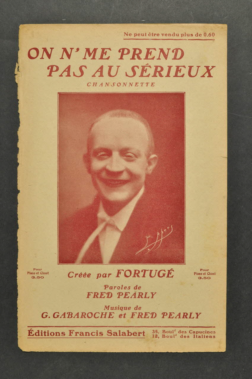 Gaston Gabaroche ; Fred Pearly ; Fortugé ; Francis F. Salabert chanson petit format Île-de-France, France 1922 1966.158.227 Photo Mucem