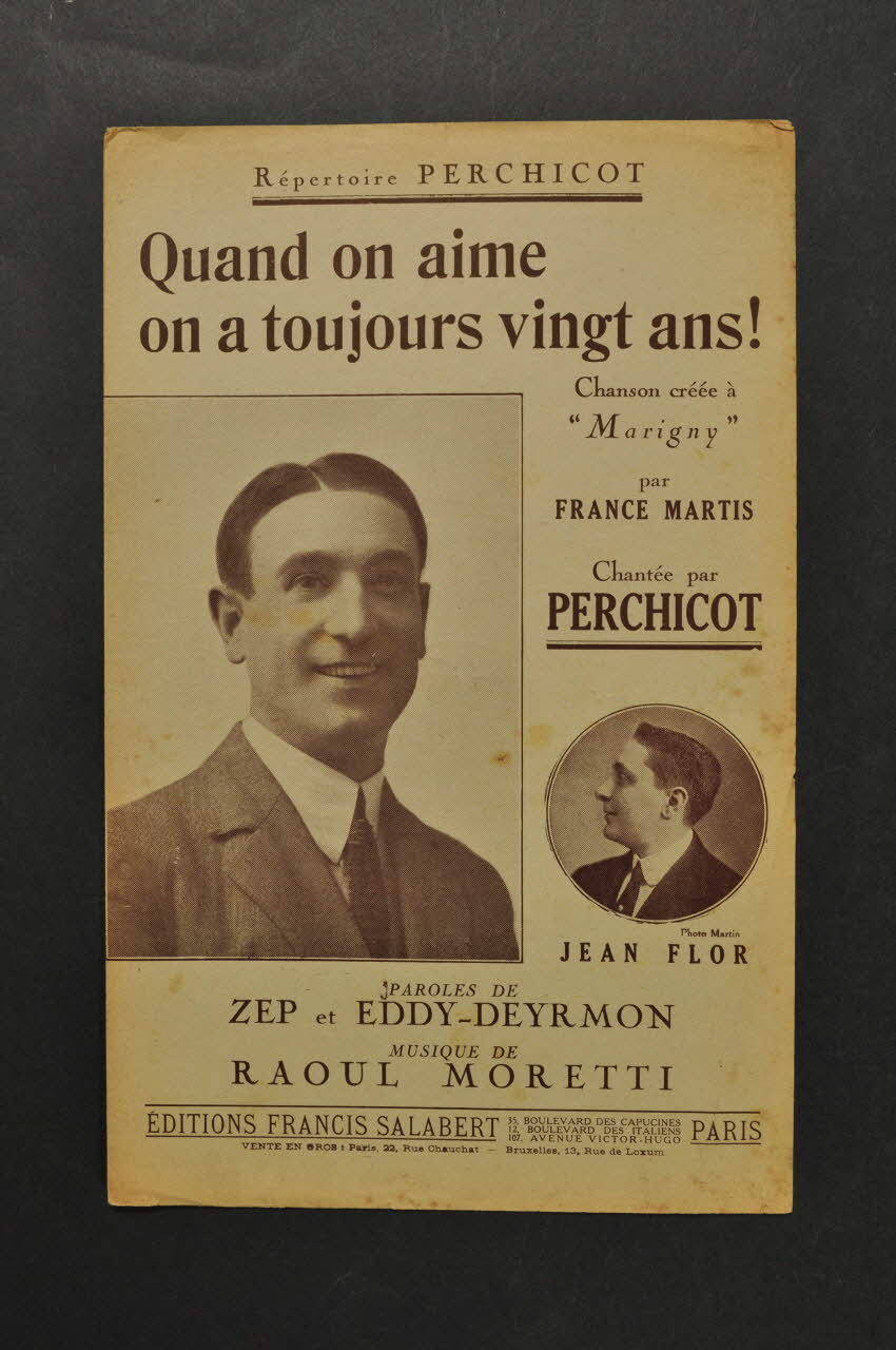 Jean Deyrmon ; Zep ; Eddy ; Raoul Moretti ; Perchicot ; Jean Flor ; Francis F. Salabert chanson petit format Île-de-France, France 1923 1966.158.249 Photo Mucem