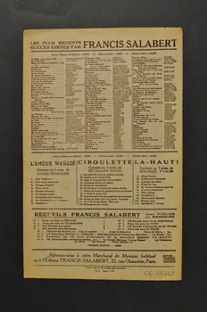 Jean Deyrmon ; Zep ; Eddy ; Raoul Moretti ; Perchicot ; Jean Flor ; Francis F. Salabert chanson petit format Île-de-France, France 1923 1966.158.249 Photo Mucem