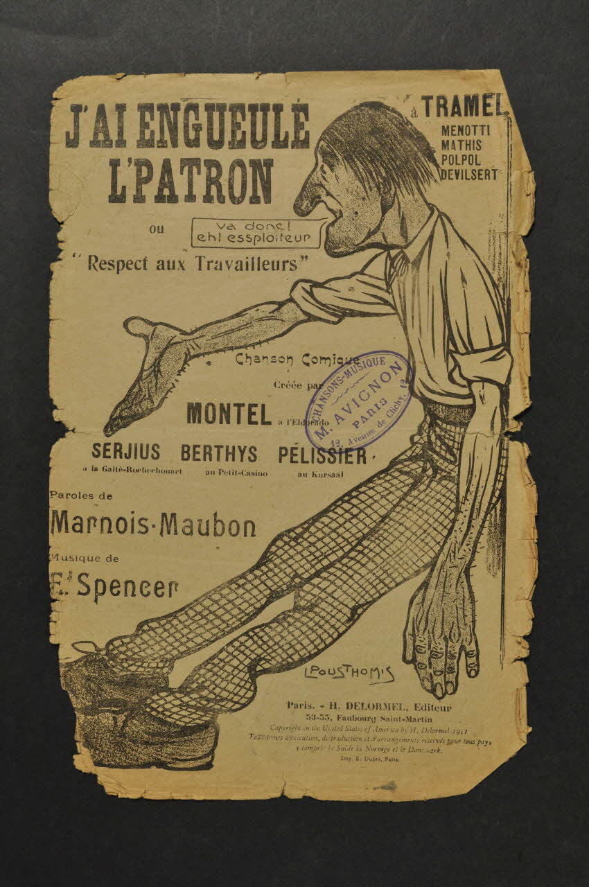 Louis Maubon ; Marnois ; Emile Spencer ; Charles Montel ; H. Delormel chanson petit format Île-de-France, France 1911 1966.164.3 Photo Mucem