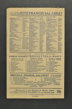 Charles Borel-Clerc ; Francis F. Salabert ; Fortugé ; Charles Saint-Granier chanson petit format Île-de-France, France 1923 1966.175.17 Photo Mucem
