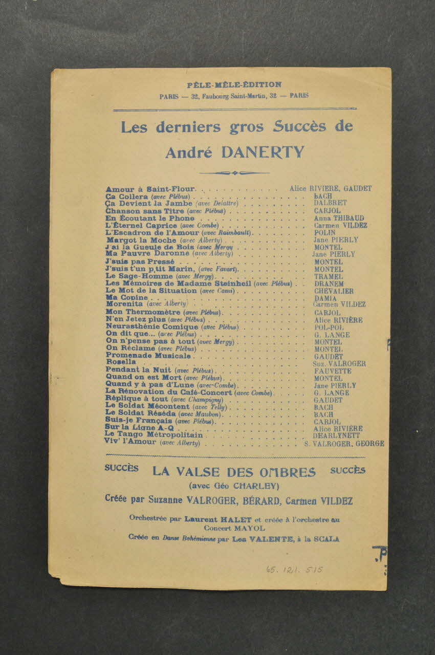chanson petit format 1965.121.515 Photo Mucem
