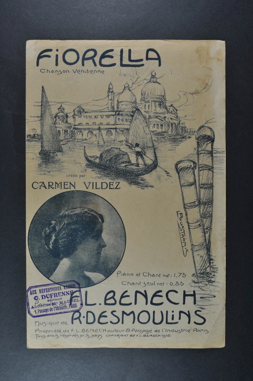 Ferdinand Louis Bénech ; Romain Desmoulins ; Carmen Vildez chanson petit format Île-de-France, France 1912 1966.190.162 Photo Mucem