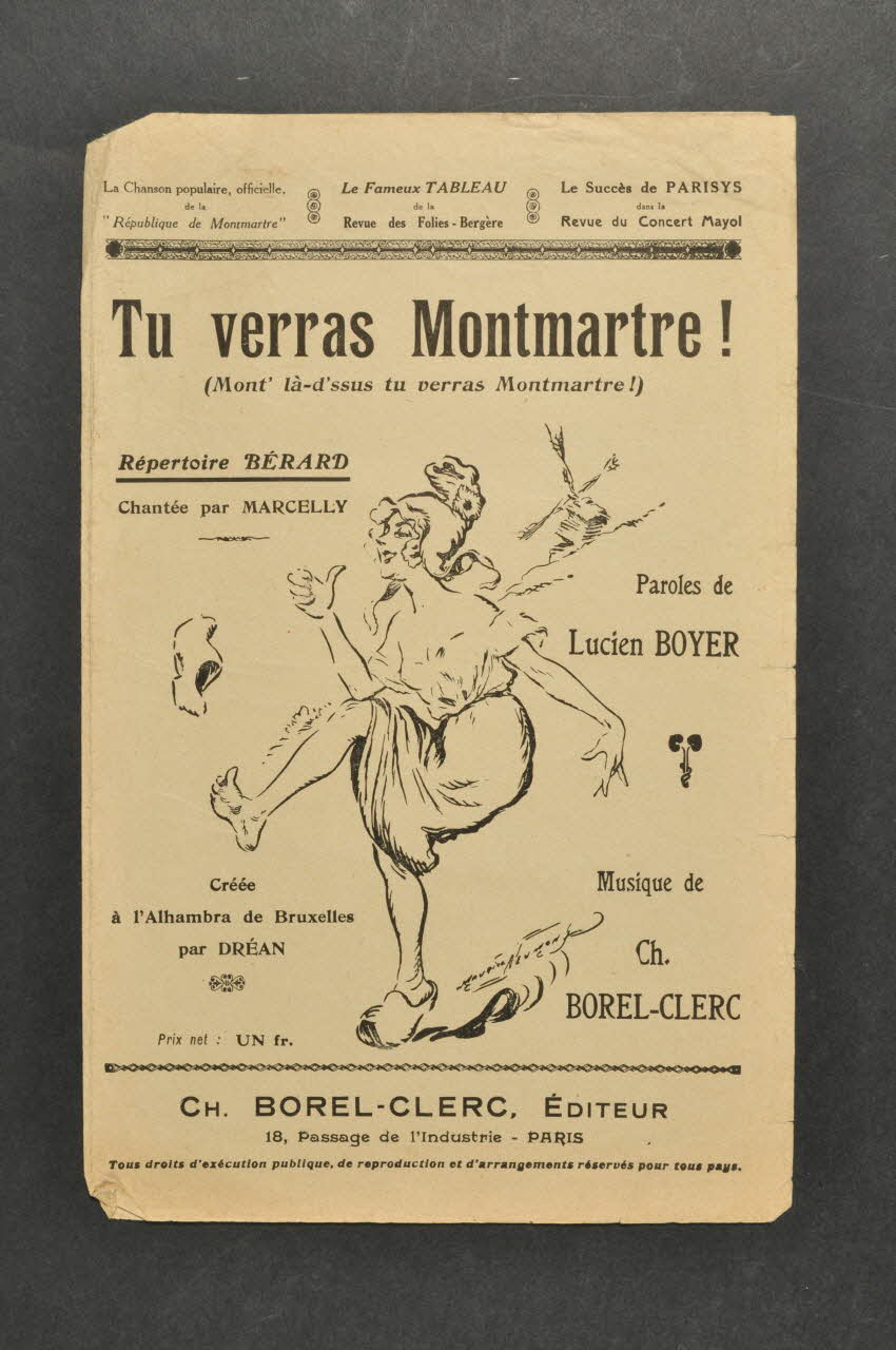 Lucien Boyer ; Charles Borel-Clerc ; Dréan ; Marcelly chanson petit format Île-de-France, France 1922 1966.190.3 Photo Mucem