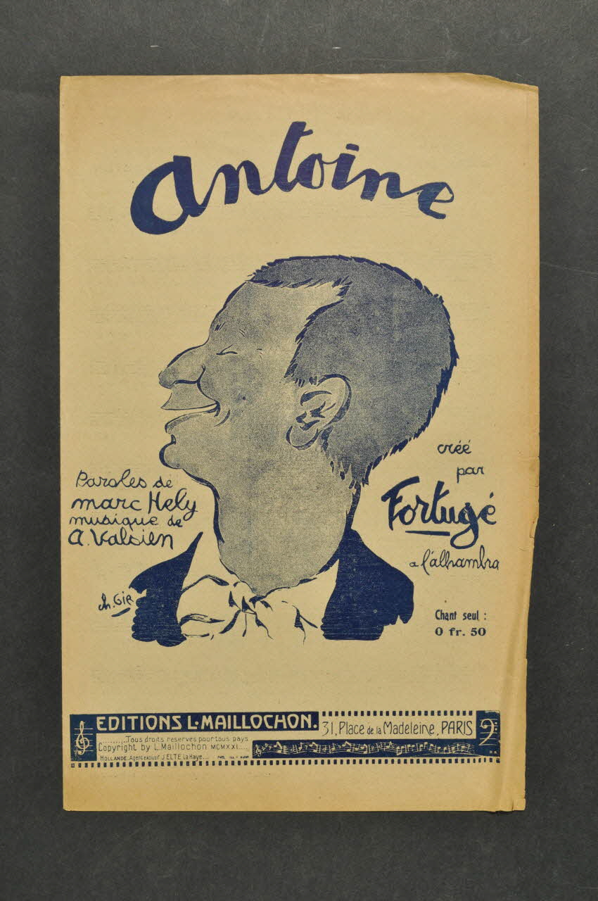 Albert Valsien ; Marc Hély ; Fortugé chanson petit format 1920 1965.134.46 Photo Mucem