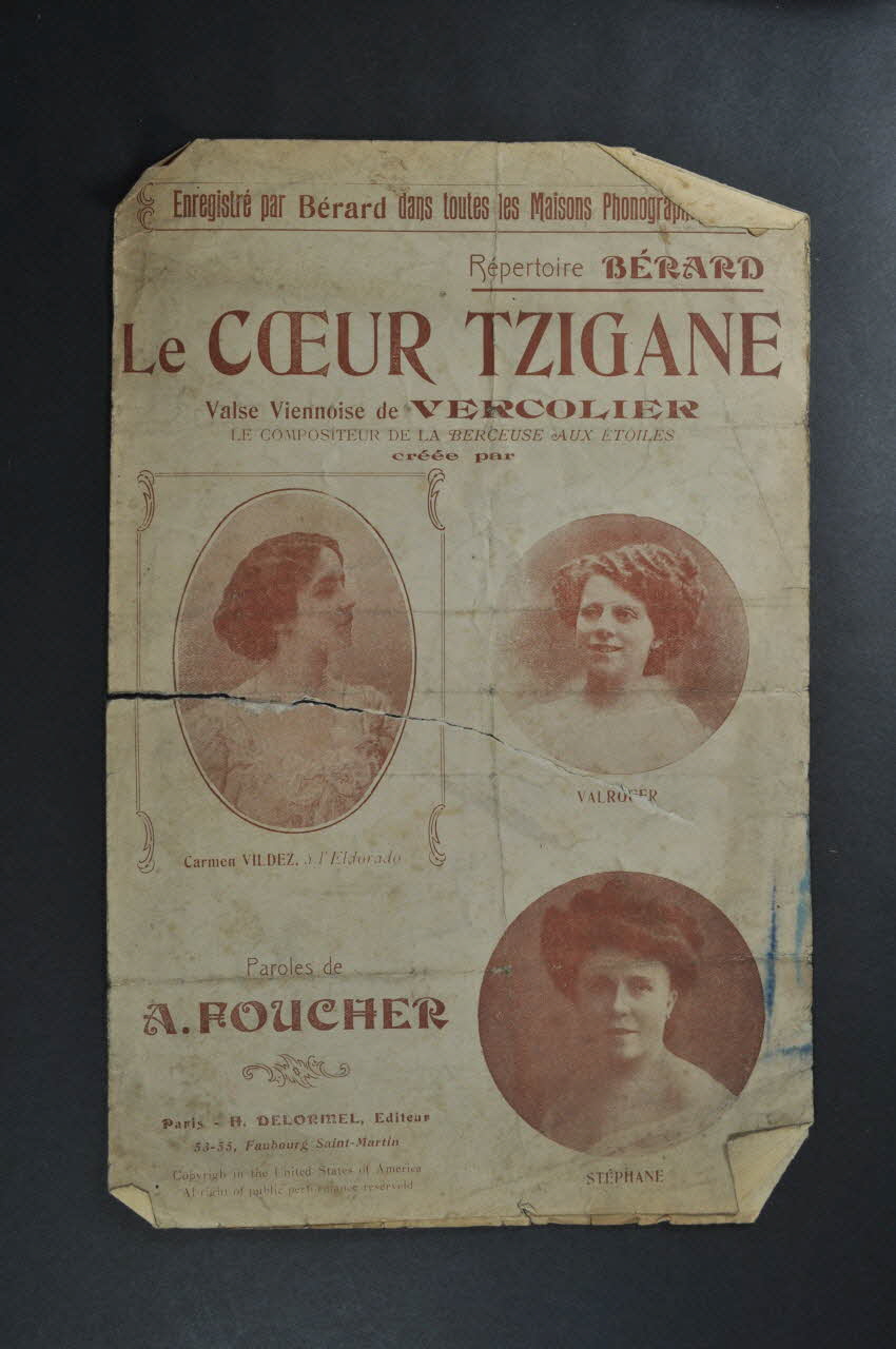 Armand Foucher ; J. Vercolier ; Carmen Vildez ; Suzanne Valroger ; Mademoiselle Stephane ; H. Delormel chanson petit format Île-de-France, France 1910 1966.193.22 Photo Mucem