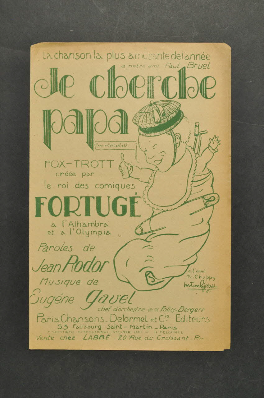 Eugène Gavel ; Jean Rodor ; Fortugé chanson petit format 1921 1965.134.71 Photo Mucem