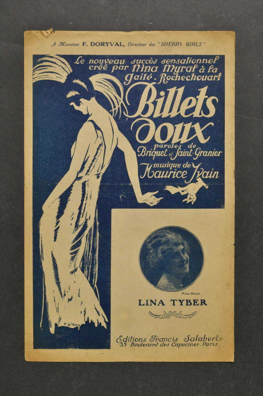 Charles Saint-Granier ; Paul Briquet ; Maurice Yvain ; Lina Tyber ; Salabert chanson petit format 1921 1965.137.13 Photo Mucem