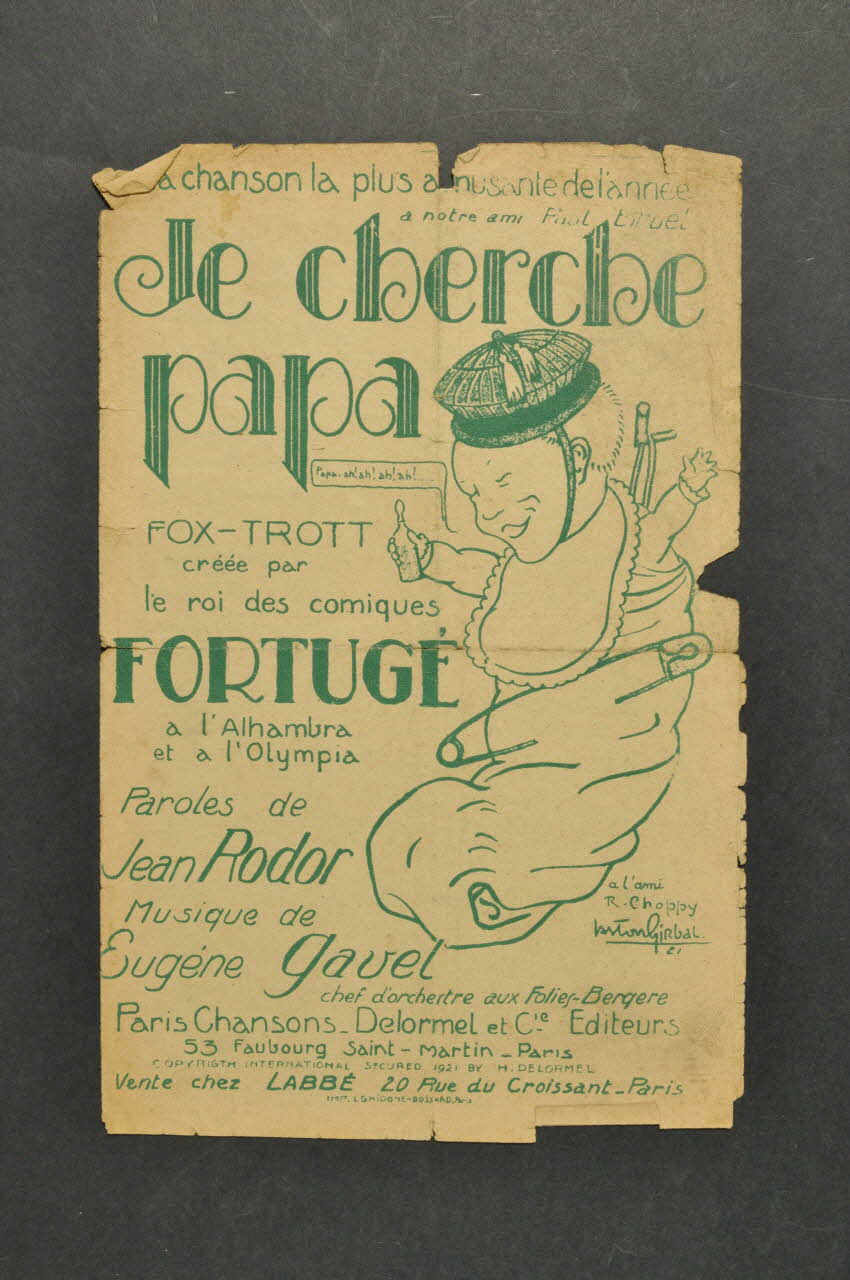 Eugène Gavel ; Jean Rodor ; Fortugé chanson petit format 1921 1965.137.15 Photo Mucem