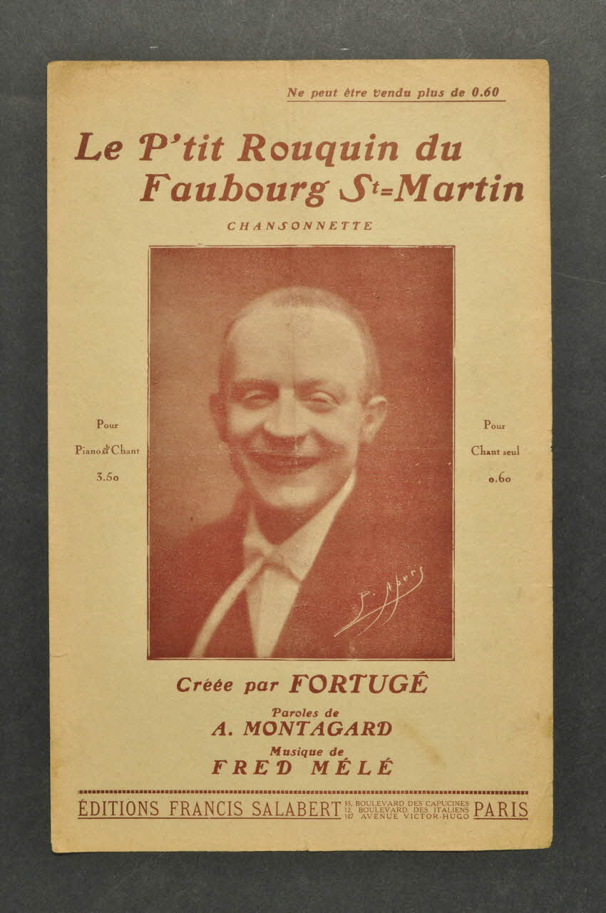 Fred Mêlé ; André Montagard ; Fortugé chanson petit format 1922 1965.137.8 Photo Mucem