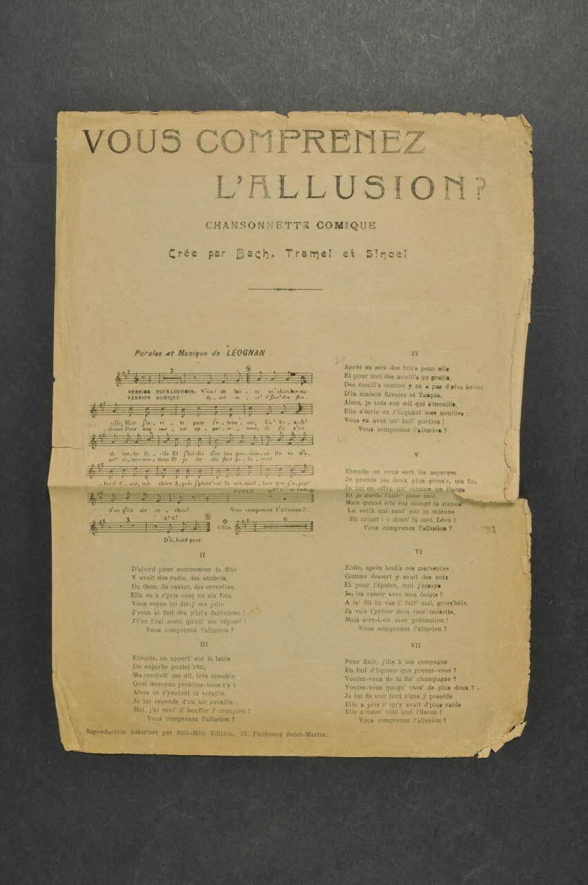 partition de musique Les petits chemineaux 1965.138.164 Photo Mucem