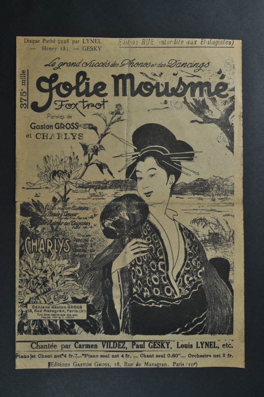 Gaston Gross ; Charlys chanson petit format Paris 10ème 1924 1965.142.5 Photo Mucem