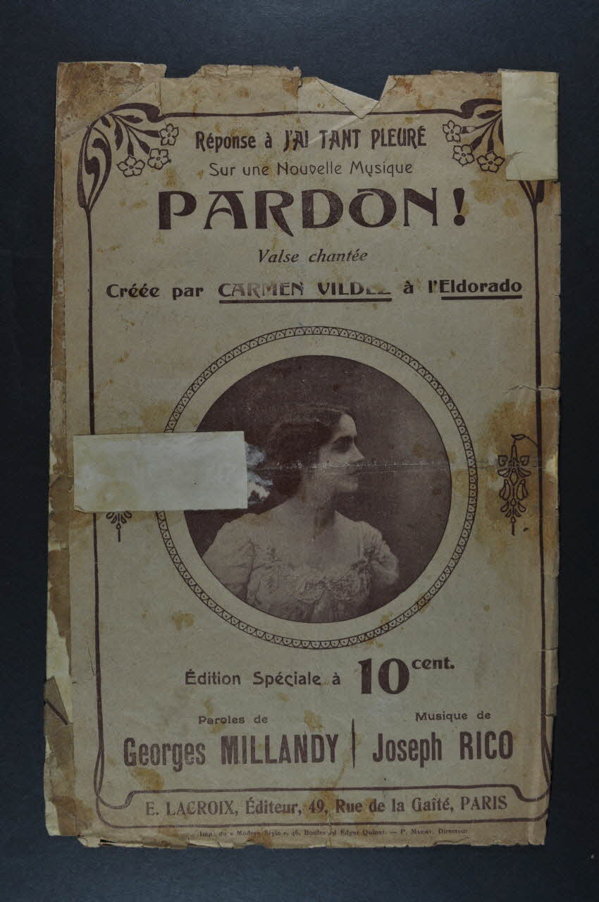 Joseph Rico ; Georges Millandy ; Carmen Vildez ; E. Lacroix chanson petit format Île-de-France, France 1908 1965.144.130 Photo Mucem
