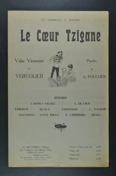 J. Vercolier ; Armand Foucher ; Bérard ; Carmen Vildez ; De Lilo ; Tamagni ; Resca ; Suzanne Valroger ; Charlotte Val d'Or ; Stéphane ; Lona Dilva ; Lina Cambardi ; Louis Devyl ; H. Delormel chanson petit format Île-de-France, France 1910 1965.144.179 Photo Mucem