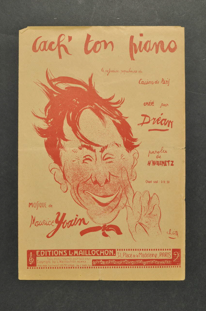 Maurice Yvain ; Albert Willemetz ; Dréan ; L. Maillochon partition de musique petit format Île-de-France, France 1920 1965.149.24 Photo Mucem