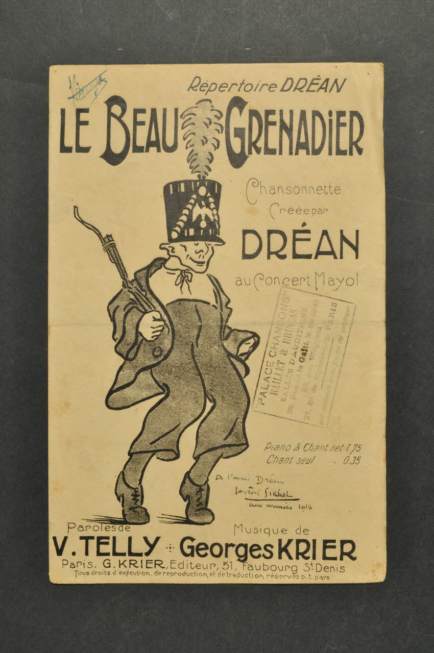 Georges Krier ; Vincent Telly ; Dréan partition de musique petit format Île-de-France, France 1916 1965.149.50 Photo Mucem