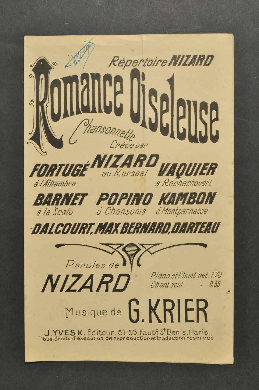 partition de musique petit format 1965.149.61 Photo Mucem