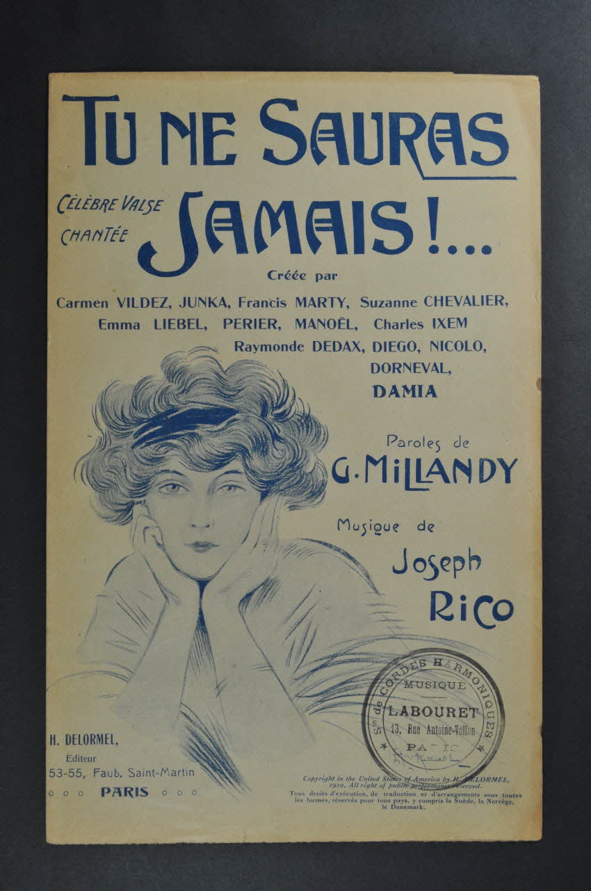 Joseph Rico ; Georges Millandy ; H. Delormel chanson petit format Île-de-France, France 1910 1965.172.12 Photo Mucem