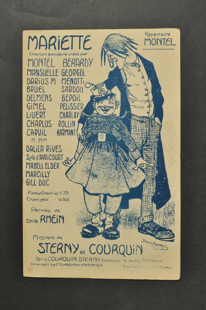 Arthur Courquin ; Sterny ; Emile Rhein ; Charles Montel chanson petit format Île-de-France, France 1910 1965.177.85 Photo Mucem