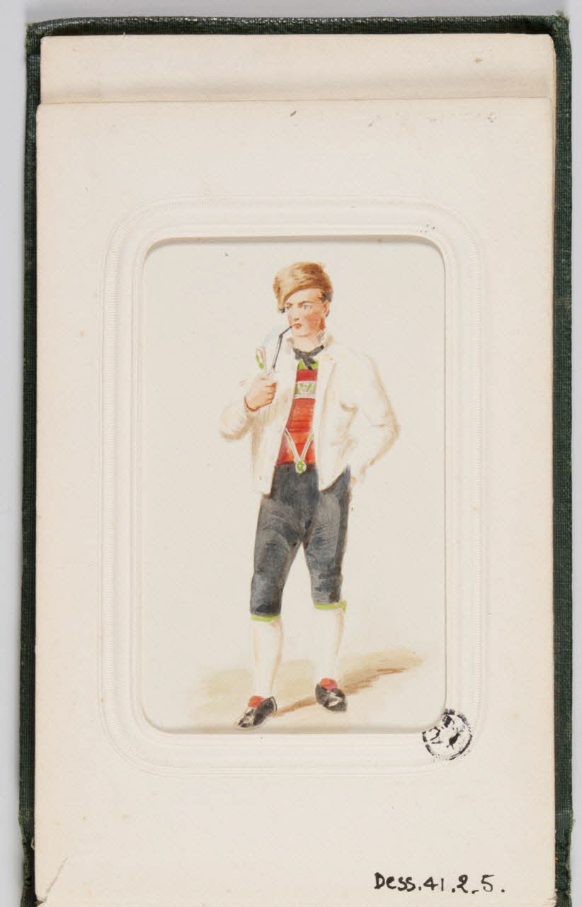 album de dessins Homme en costume régional fumant la pipe 1850 1941.2.5 Photo Mucem