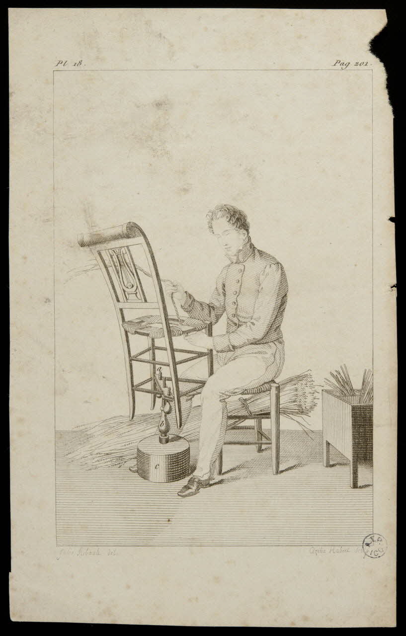 Hubert Azélie ; Julie Ribault estampe Le rempailleur France 1941 1941.4.1 Photo Mucem