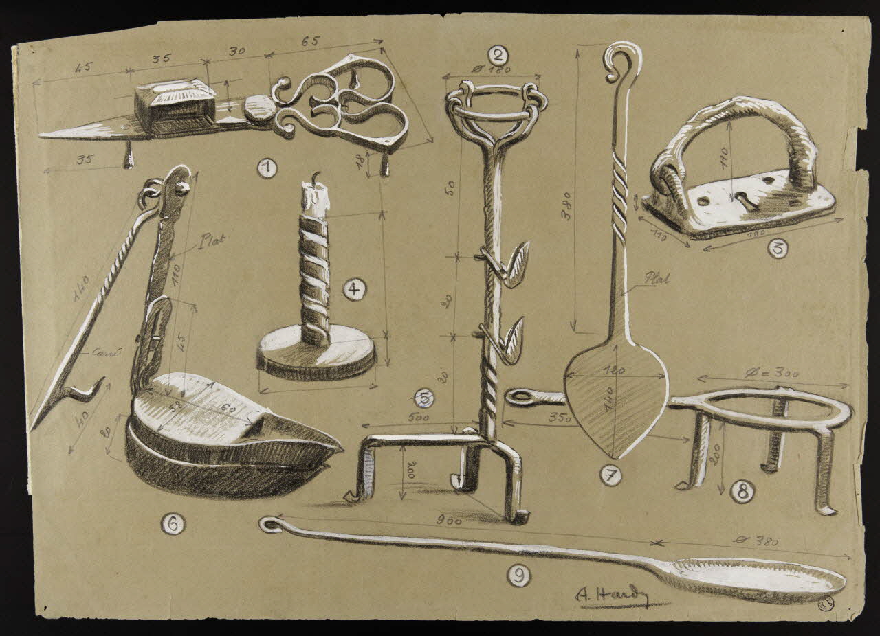 Hardy André dessin Objets domestiques Saint-Pierre-la-Vieille 1930 1941.4.5 Photo Mucem