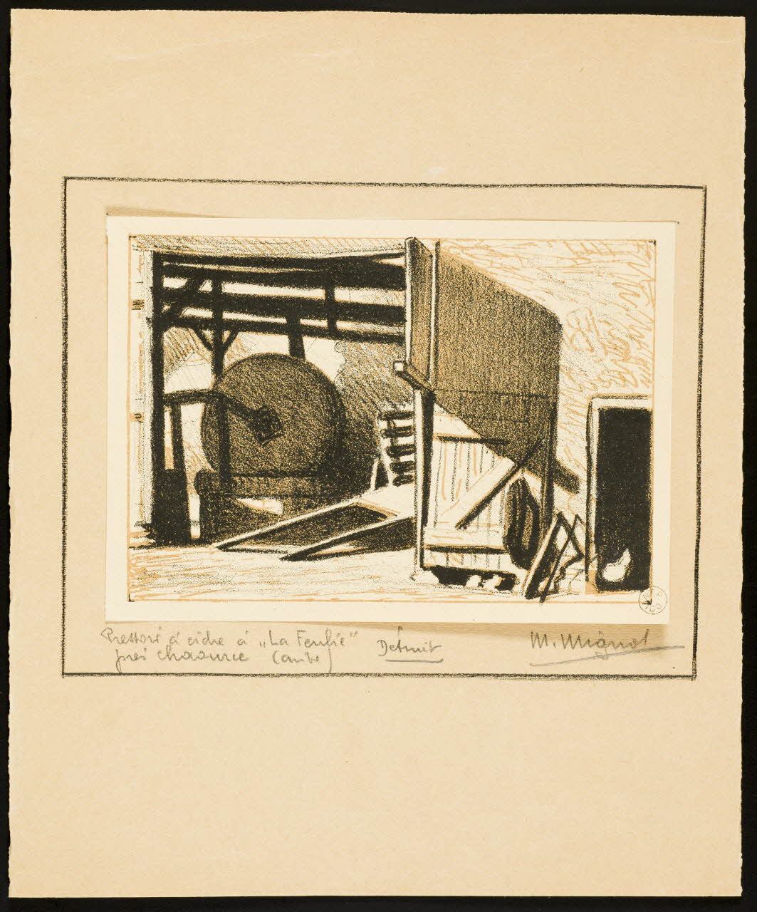 Marcel Mignot estampe Pressoir à cidre France 1941 1941.5.1 Photo Mucem