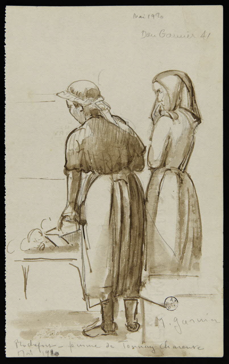 Maurice Garnier dessin Rochefort-femme de Tonnay Charente Rochefort 17 1920 1941.6.6 Photo Mucem