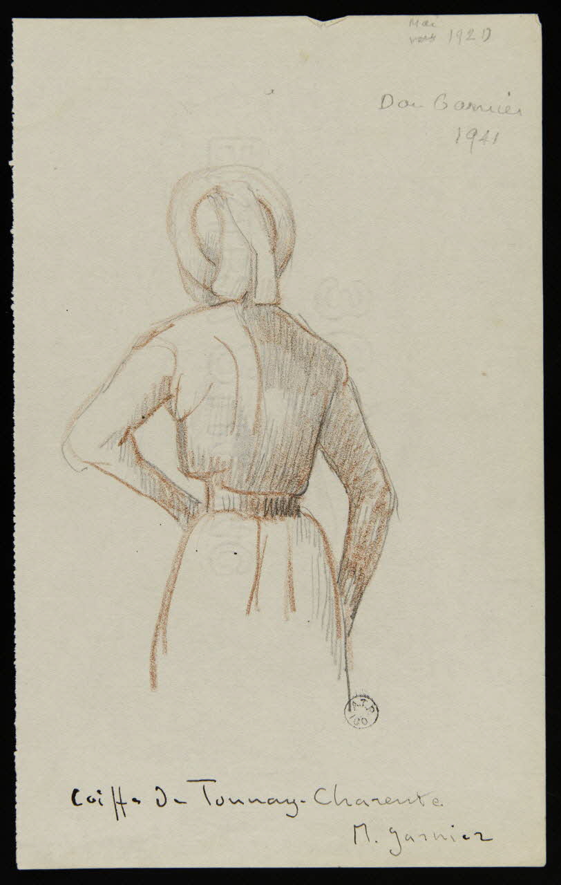 Maurice Garnier dessin double face coiffe de Tonnay-Charente 1920 1941.6.8 Photo Mucem