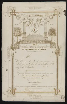 Juliot ; Lep E. carte d'invitation Invitation à un bal donné par les compagnons cordonniers et bottiers de Tours Tours 1853 1941.7.2 Photo Mucem