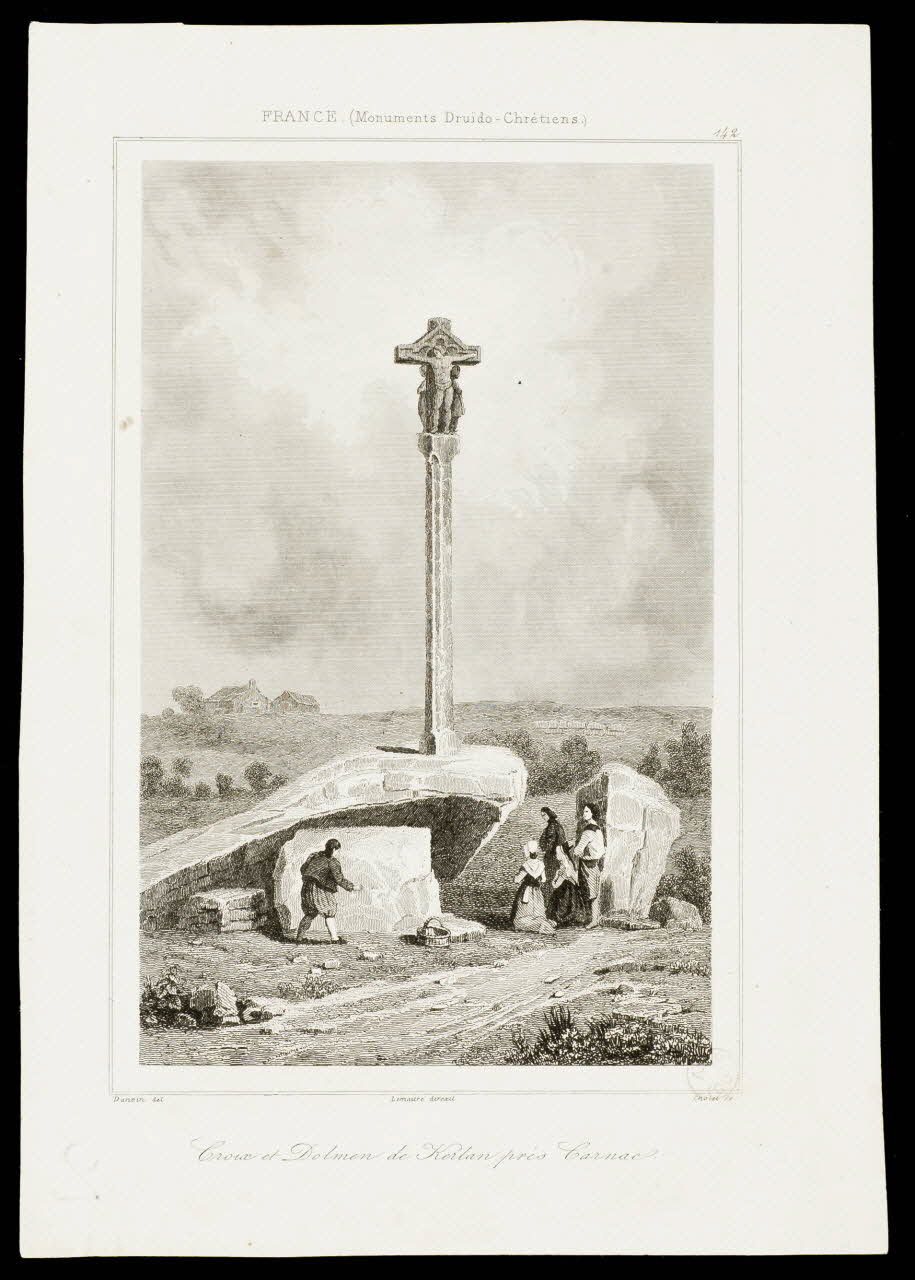 Samuel Cholet ; Lanvin estampe Croix et Dolmen de Kerlan prés Carnac. France 1836-1863 1941.8.6 Photo Mucem