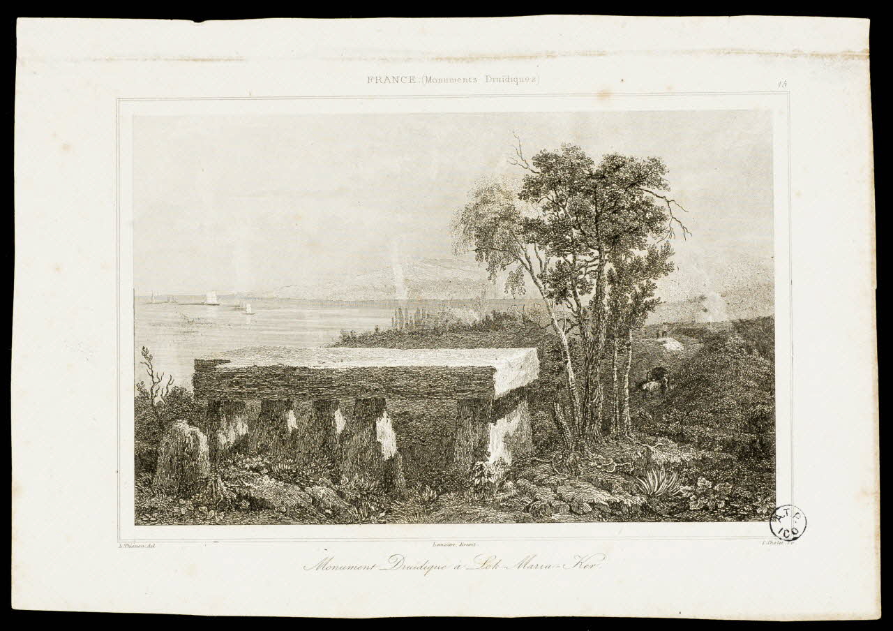 Samuel Cholet estampe Monument Druïdique à Lok-Maria-Ker. France 1836-1863 1941.8.9 Photo Mucem