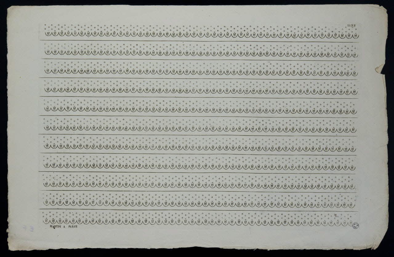 Martin imagerie ancienne Modèle de broderie pour fond de bonnet Paris 1838 1941.9.6 Photo Mucem