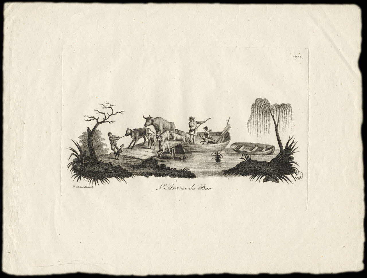 Hüet J. B. fils ; Basset. Paris imagerie ancienne L'Arrivée du Bac. Paris 1805-1849 1954.75.13 Photo