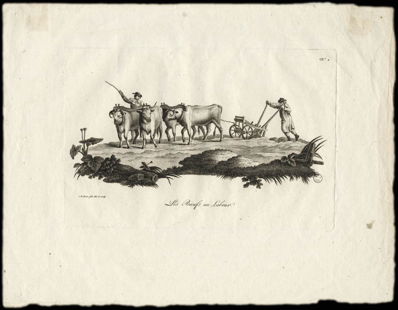 Hüet J. B. fils ; Basset. Paris imagerie ancienne Les Boeufs au Labour. Paris 1805-1849 1954.75.9 Photo