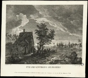 Lentara ; Bocquet J. L. ; Basset. Paris estampe VUE DES ENVIRONS DE BEZIERS Paris 1805-1849 1949.31.83 Photo