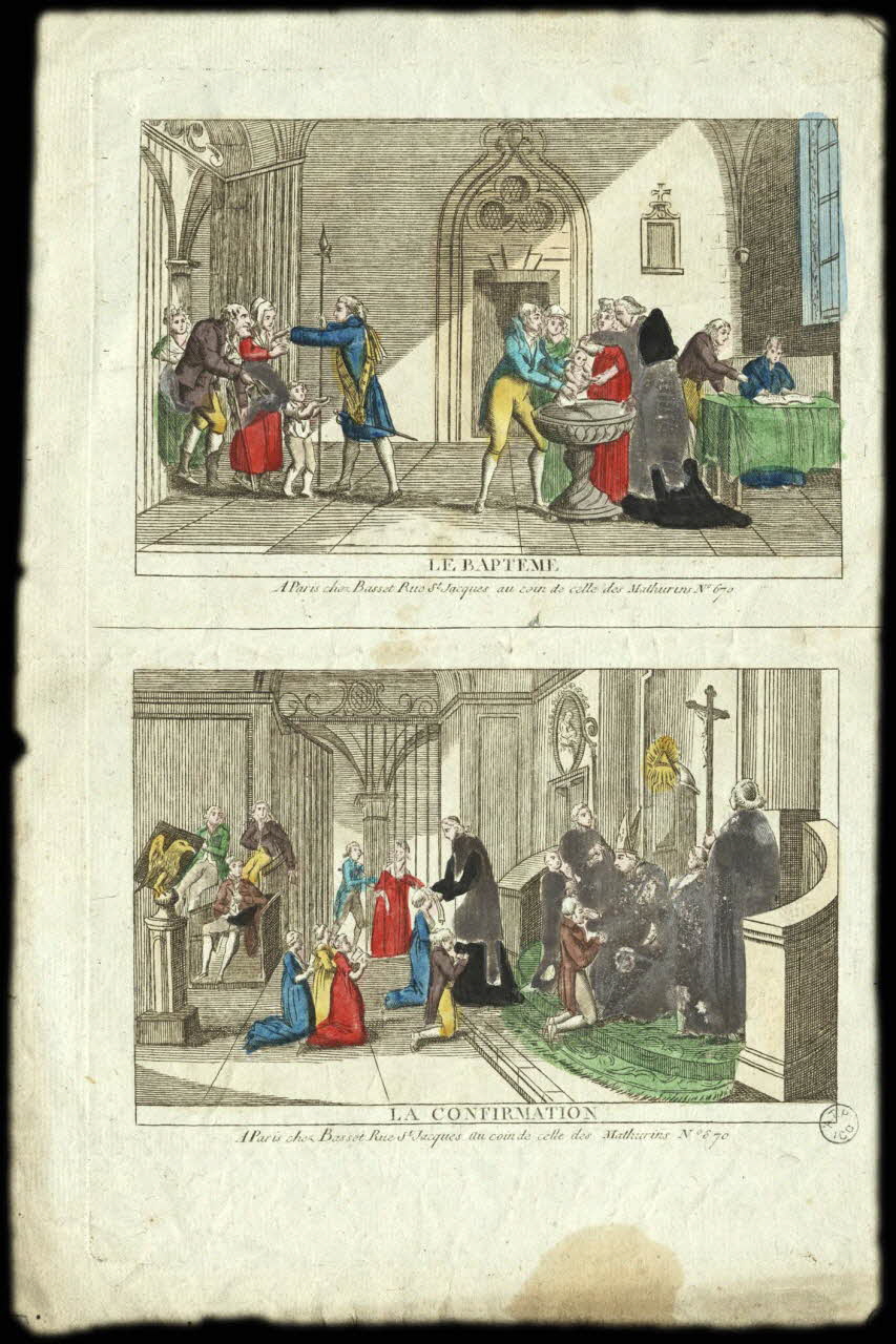 Basset. Paris imagerie ancienne LE BAPTEME  LA CONFIRMATION Paris 1750-1805 1955.18.38 Photo