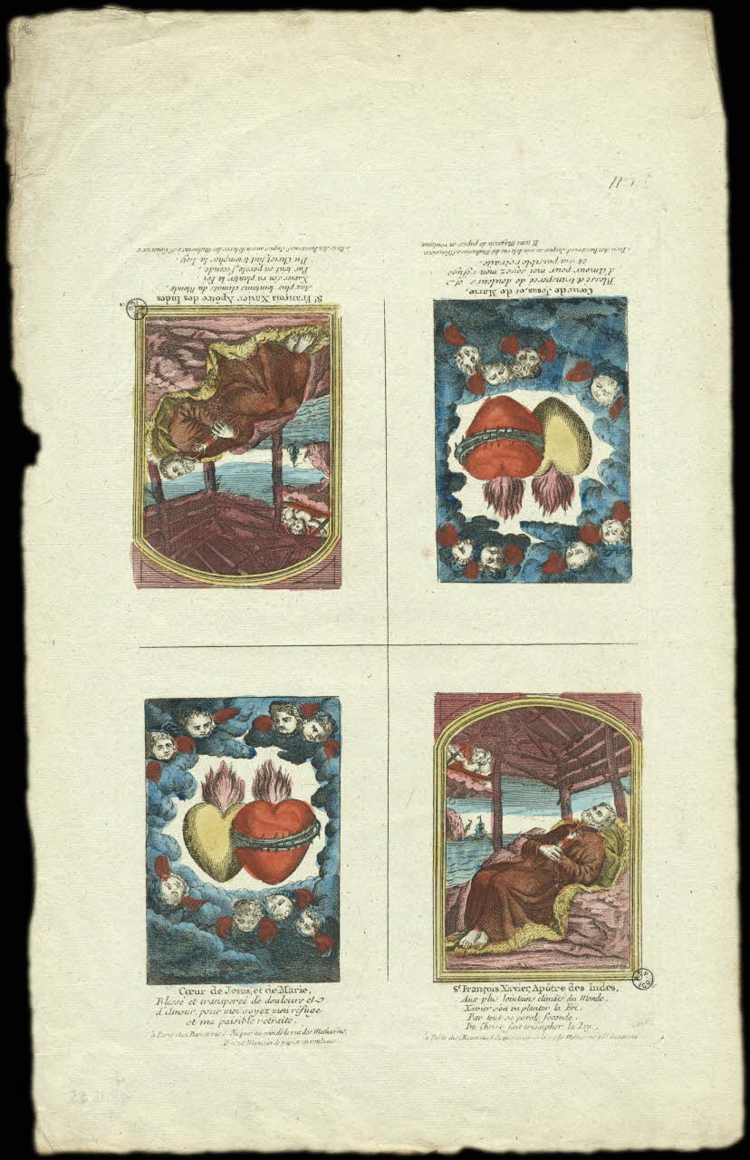 Basset. Paris imagerie ancienne Planche de Saints. Paris 1750-1792 1948.18.55 Photo