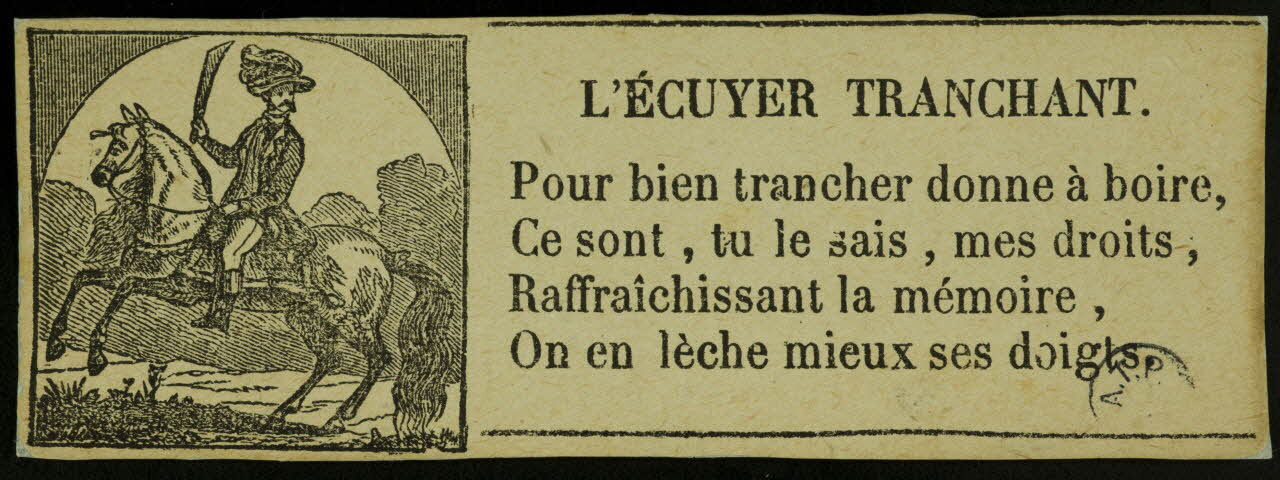 estampe L'ECUYER TRANCHANT. 1901.1.15 Photo
