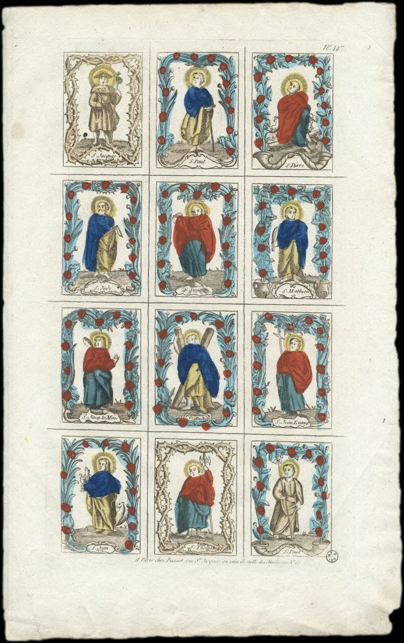 imagerie ancienne Planche de Saints. 1952.87.3 Photo