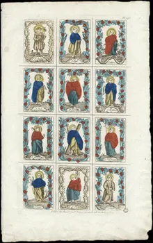 imagerie ancienne Planche de Saints. 1952.87.3 Photo
